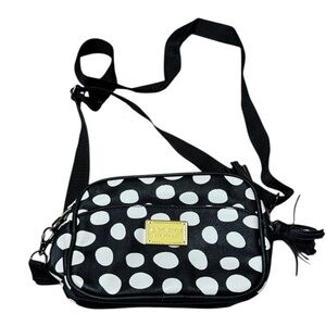Betsey Johnson Black White Polka Dot Crossbody Tassel Bag